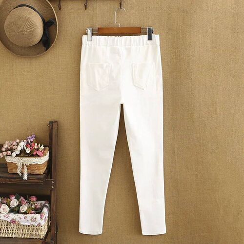 Plus Size Commuter Nine-point Pants Female White Pants Femal