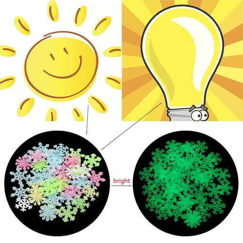 50Pcs Luminous Snowflake Wall Stickers Glow In The Dark Deca