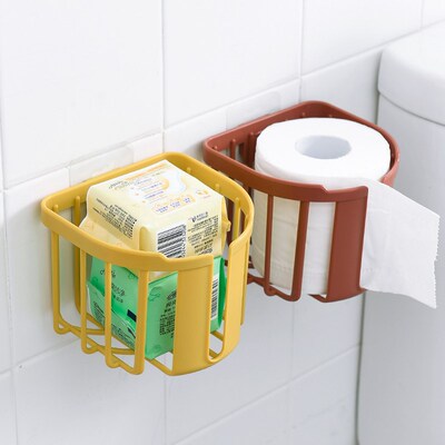 Toilet Paper Holder Wall Mounted Tube Tray Tissue Box Shelf