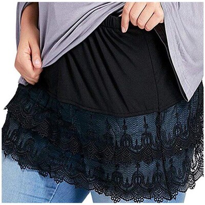Womens Lace Skirt Plus Size Base Outer Skirt