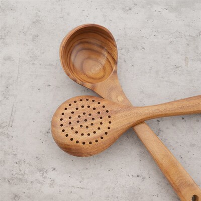 Reusable Natural Wood Cooking Utensil Set Spatula Soup Spoon