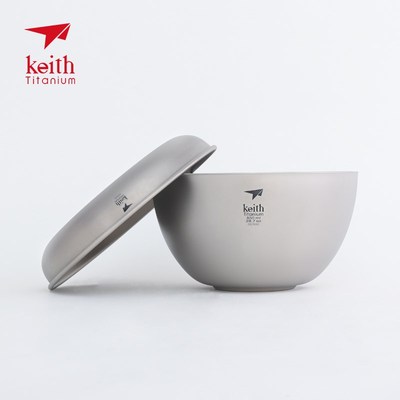 keith铠斯纯钛饭碗钛碗钛碟装 便携耐用露营一人一食健康餐具