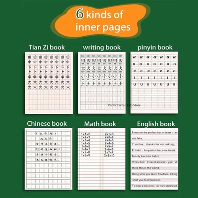 10 Pcs Primary Student Learn Chinese Character Notebook Hand