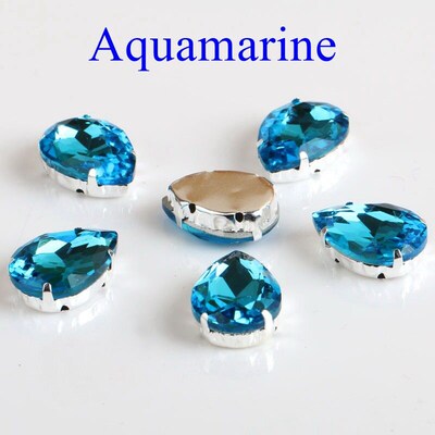 Drop Shape Glass Rhinestones With Claw Sew On Teardrop Cryst