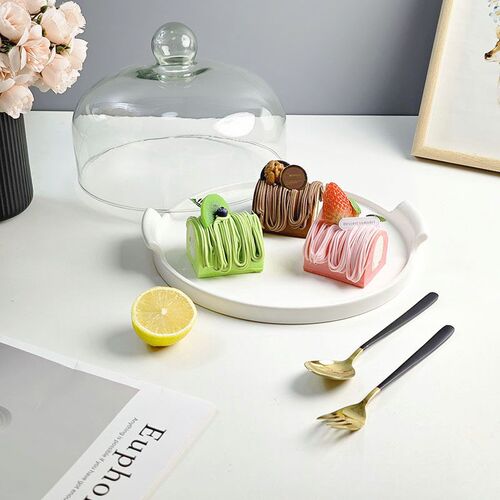 Cake Glass ver Transparent Dust ver Ceramic Cake Plate Binau