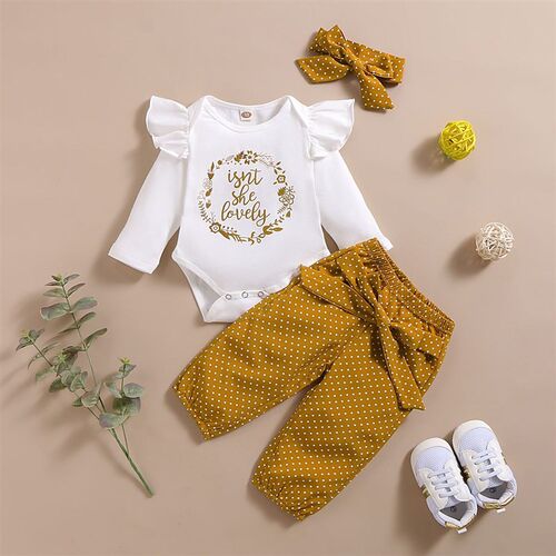 Baby Girl Clothes Newborn Infant Autumn 3Pcs Set Cotton Romp