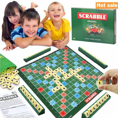 Scrabble Board Puzzles Game Jigsaw-Words Spelling-Table Kids