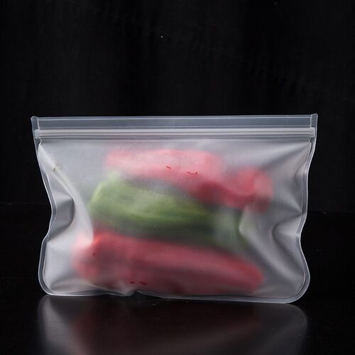 Silicone Food Storage Bag Reusable Stand Up Zip Shut Bag Lea