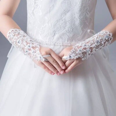 Girls Princess Gloves Girls Dress Glove Lace Diamond Perform