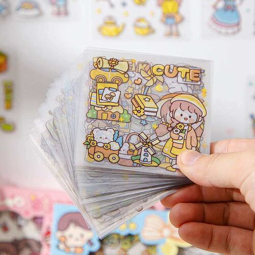 100 pet hand account stickers girls heart cute girl childre