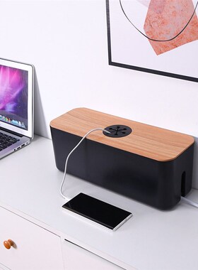 Wooden Cable Storage Box Power Line Storage Case Dustproof C