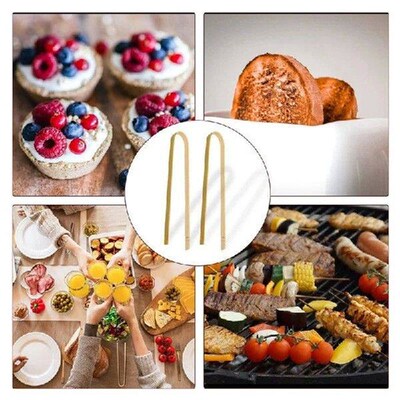 20Pcs Wooden Bamboo Tongs Cooking Utensils Mini Bamboo