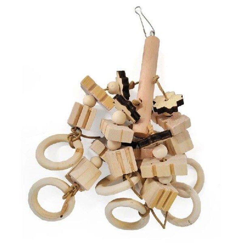 Bird Chewing Toy Parrot Cage Bite Toys Multi Shaped Wood - 实物图