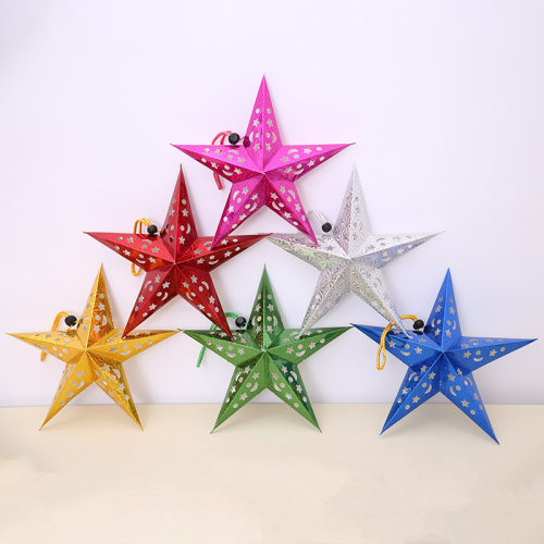 Stereo laser Christmas five-pointed star ceiling decoration