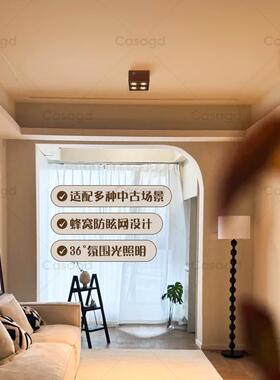 桃ASA明装中风胡木色CVSF家用客厅斗胆灯全光谱护眼蜂窝古防眩无