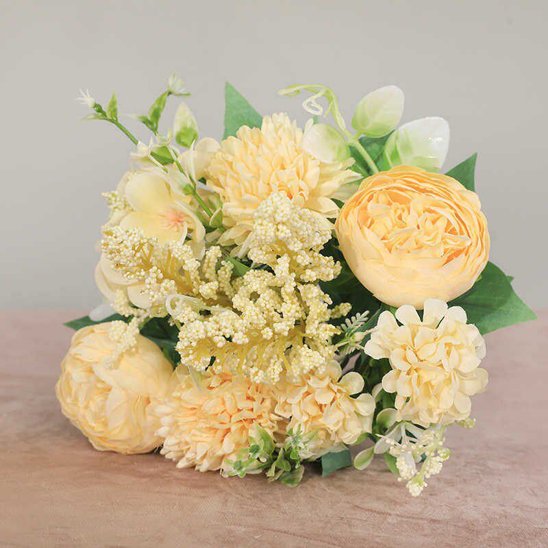 Artificial Flowers Vintage Silk Rose Bouquet Vintage Bride H图片