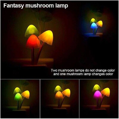 Night Light LED Mushroom Bedside Lamp EU / US Plug 7 Color