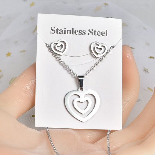 30set/lot rendy Stainless Steel Silver Color Love Heart Pend