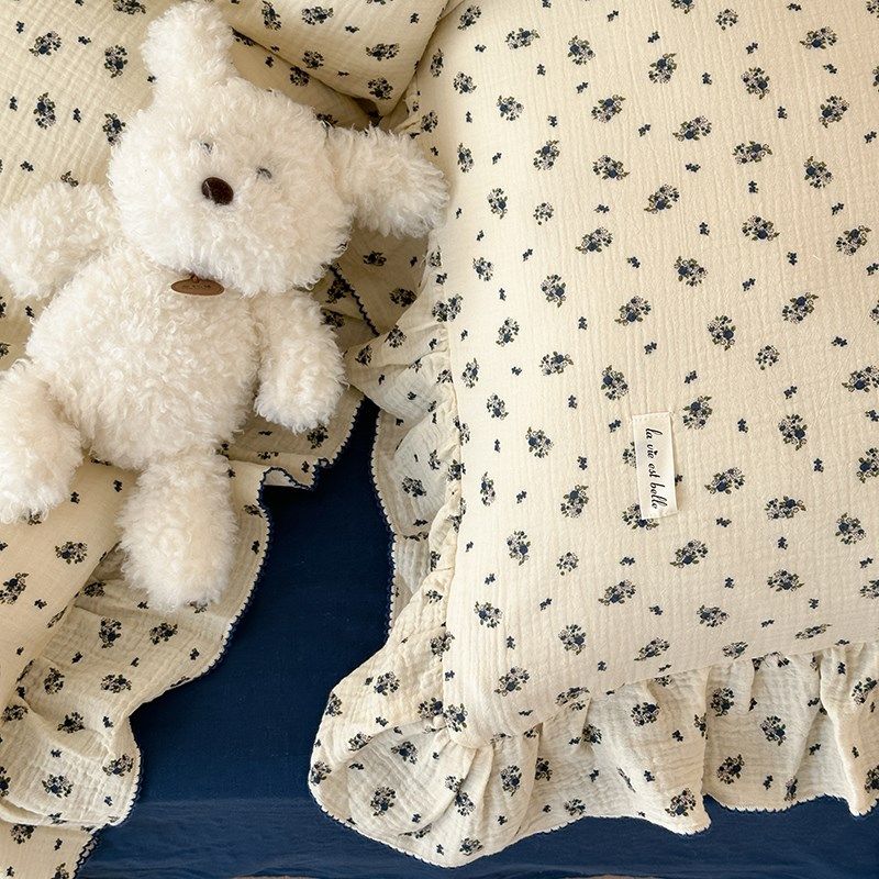 0支绉纱四件100全棉层纱韩版荷叶边款夏季公主被卧室床品,床上用品,床品套件/四件套/多件套,淘宝优惠券,粉丝福利购,淘宝优惠卷