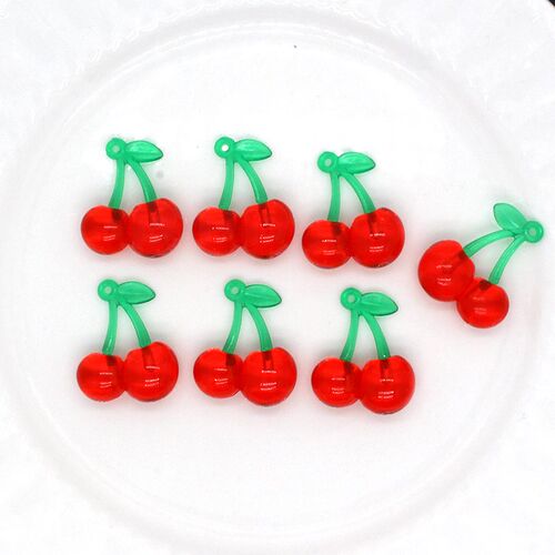 10pcs Clear Fruit Acrylic Cherry Earring Charms DIY INS Fash
