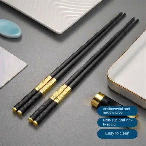 2 Pairs Chinese Chopsticks Food Grade Plastic + Alloy Food