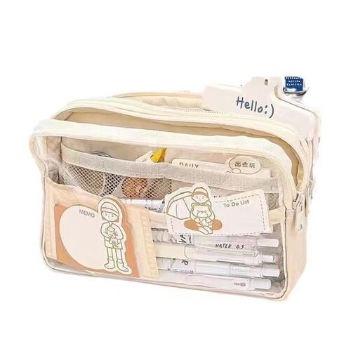 Large Capacity Pencil Case 3 Compartment Pouch Pen Bag Doub1