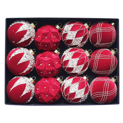 Christmas ball 8cm/12pis plush Christmas ball cover box彩球