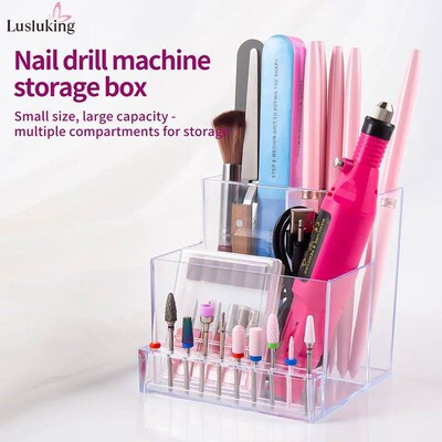 Translucent Nail Drill Machine Organizer Nail Products Suppl