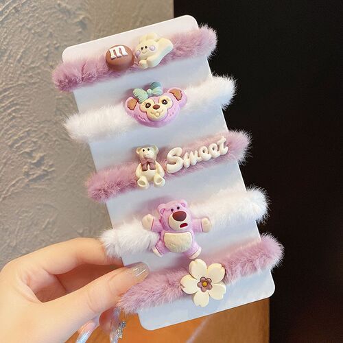Plush Bear Tie Hair Rubber Band Female Cute Cartoon Elastic