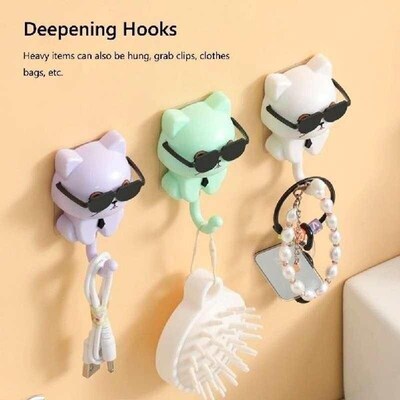Creative Cartoon Cat Hook Adhesive Cute Cat Key Holder Cat