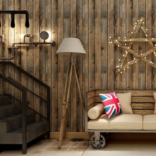 Retro Faux Wood Grain Peel And Stick Wallpaper Self-adhesive