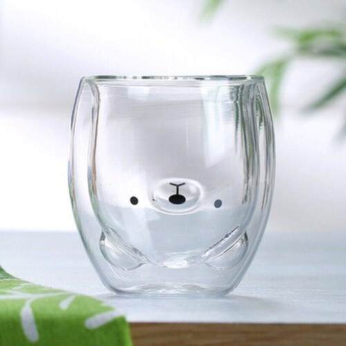 Creative Cute Bear Double-layer Coffee Mug Double Glass Cup