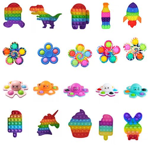 Rainbow Bubble Pops Kids Fidget Toys Sensory Autisim Special