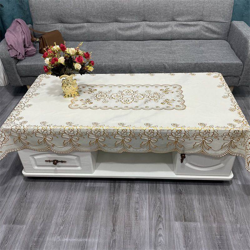 欧式桌布防水烫金装饰桌垫家用PVC餐桌茶几长方形烫金蕾丝台布,居家布艺,桌布,淘宝优惠券,粉丝福利购,淘宝优惠卷
