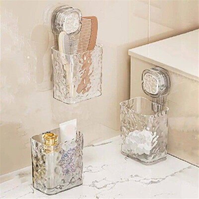 Plastic Suction Cup Drying Shelf Wall Mounted Punch Free