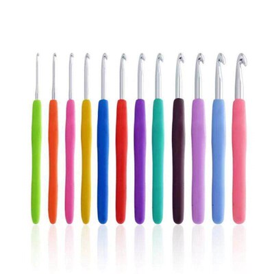 new1pc/14pcs 2mm-10mm Colorful Soft Plastic Crochet Hook Set