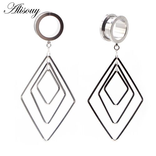 Alisouy 2pcs 6-25MM Stainless Steel Ear Plugs and Tunnels Da