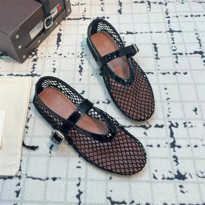 Ohmmayby Summer New Womens Mary Jane Water Diamond Mesh