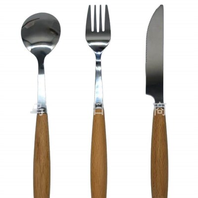 Beechwood Handle Cutlery Set with 410 Stainless Steel New Po