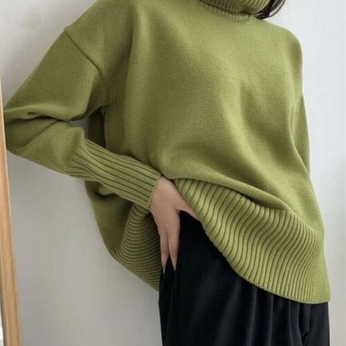 Winter Warm White Oversize Turtleneck Sweaters Women Autumn