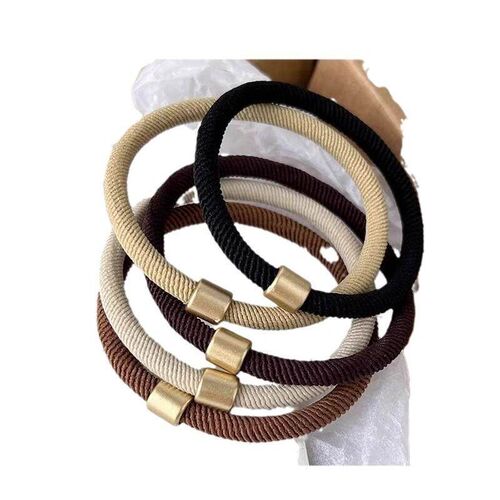2025 New Simple Coffee-colored Elastic Hair Ties for Women -