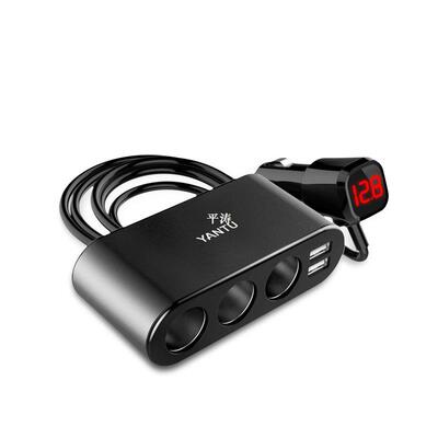 2USB Port 3 Way Car Cigarette Lighter Socket Splitter