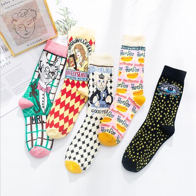 Occident Fashion Colorful Print Socks Women with Mushroom Sp