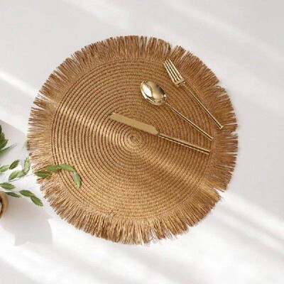 38cm Round Braided Placemats Hand Woven Jute Table Mats