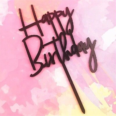 Happy Birthday Party Decoration, Acrylic Cake Topper, Gold