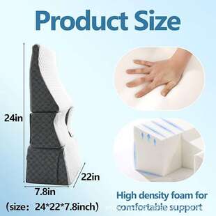 调节楔形枕记忆泡沫防打鼾枕用于侧睡减少空气泄漏,缓解面部压力