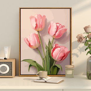 治愈郁金香diy数字油画高难度手工打发时间解闷手绘油画客厅挂画