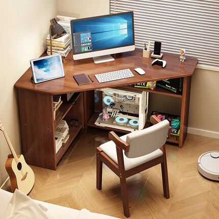 全实木转角书桌卧室小型7字型桌子家用电脑办公桌学生写字学习桌