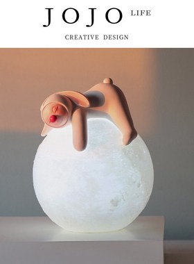 JOJOS L. PD.Ball.摆件创意可爱充电小夜灯树脂月球床头灯 兔球