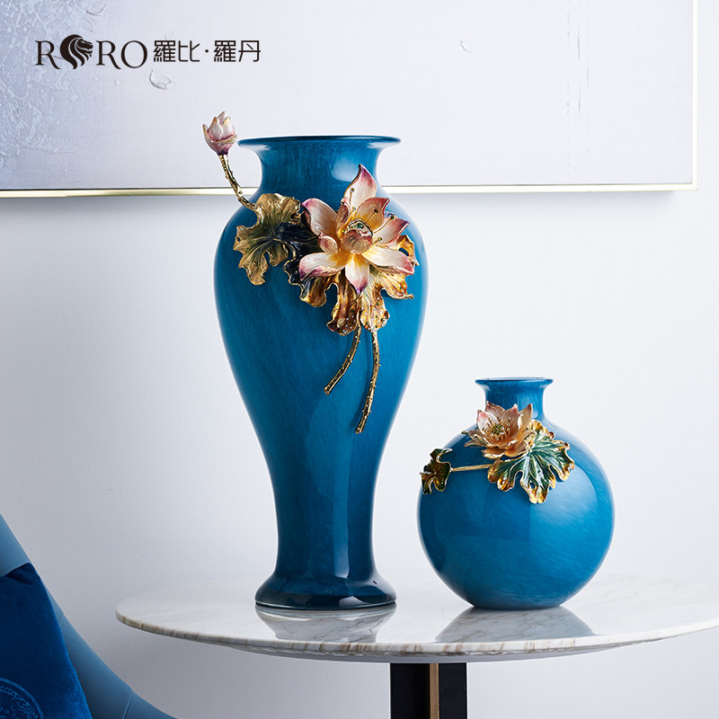 罗比罗丹荷塘月色珐琅彩花瓶创意客厅玄关家居摆件,家居饰品,花瓶,淘宝优惠券,粉丝福利购,淘宝优惠卷